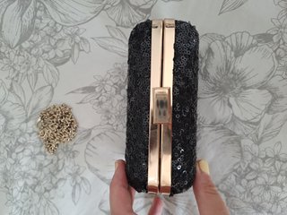 Bolso Clutch Lefties Lentejuelas Negro/Plata