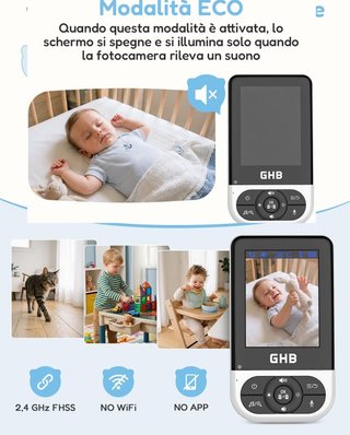Baby Monitor GHB no WiFi sicuro Video +  Interfono