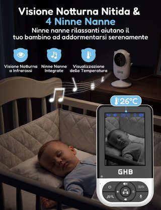 Baby Monitor GHB no WiFi sicuro Video +  Interfono