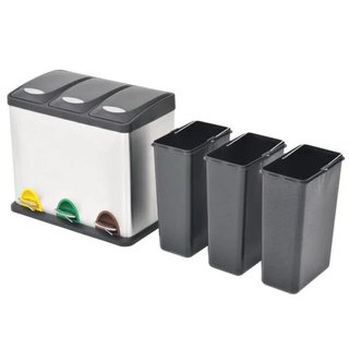 Cubo de reciclaje de acero inoxidable - 3x15lt