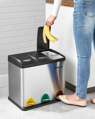 Cubo de reciclaje de acero inoxidable - 3x15lt