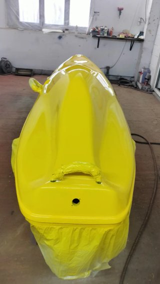 Kayak  paddle formula de fibra amarillo.