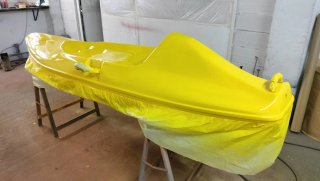 Kayak  paddle formula de fibra amarillo.