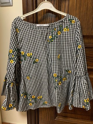 Blusa cuadros con flores