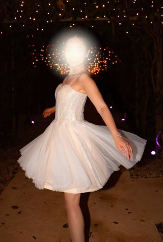 Vestido de fiesta novia dorado y blanco para baile