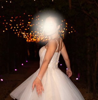 Vestido de fiesta novia dorado y blanco para baile