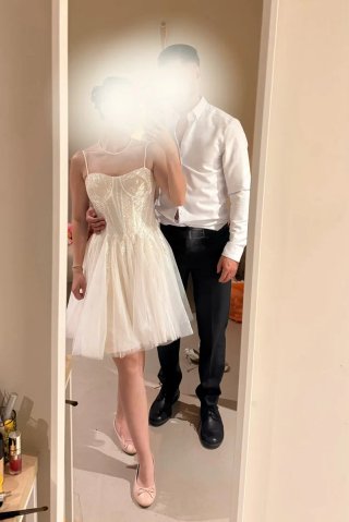 Vestido de fiesta novia dorado y blanco para baile