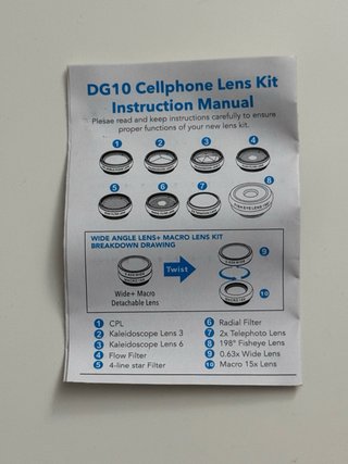 Kit 10 Lenti Smartphone DG10 con Custodia
