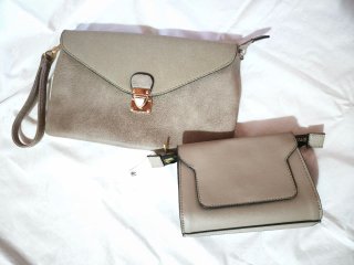 Bolso de mano/ hombro y neceser color topo
