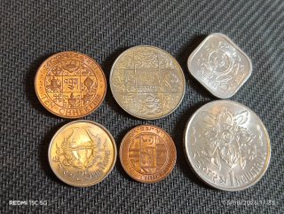 Lote 6 Monedas Auténticas Bután antiguas 1974-1985