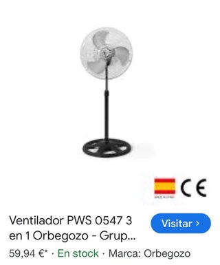 Ventilador de Pie Orbegozo 90W