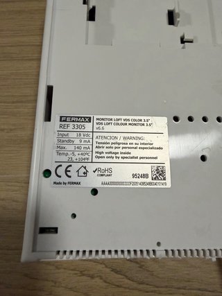 Videoportero Fermax con pantalla