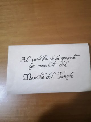 Salvoconducto Templario personificado con nombre.