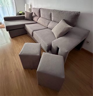 Sofá chaise longue gris 265 cm