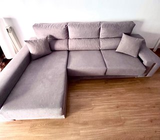 Sofá chaise longue gris 265 cm
