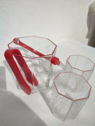 Cubiteras vintage y 2 vasos a juego