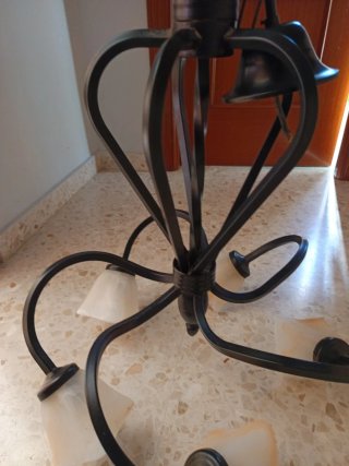 Lámpara de techo negra metal y cristal