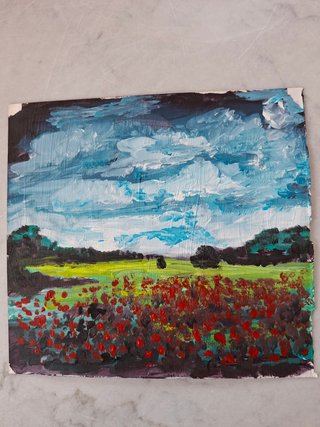 Cuadro acrilicos paisaje papel