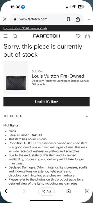 Bolso Pochette Discovery Louis Vuitton Monogram