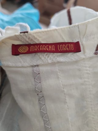 Traje Flamenca 2 Piezas Turquesa y Blanco