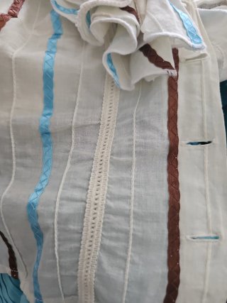 Traje Flamenca 2 Piezas Turquesa y Blanco
