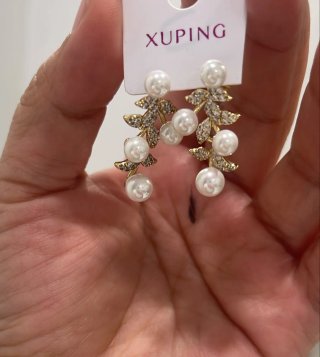 Pendientes Xuping Oro Perlas y Circonitas
