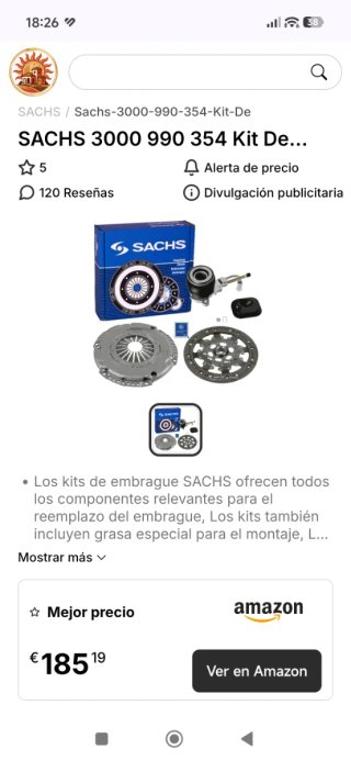 Kit Embrague SACHS 3000 990 354