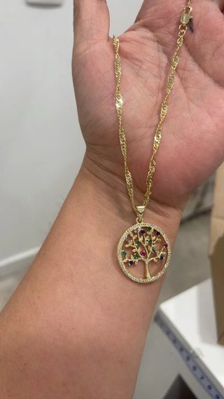 Cadena Dije Árbol de la Vida Multicolor