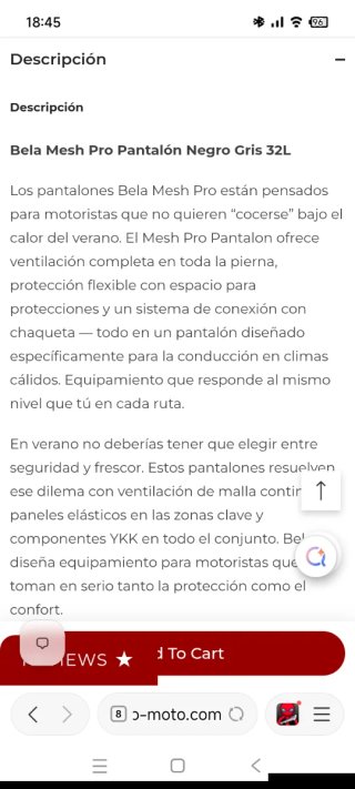 Pantalón Moto BELA Negro Talla M
