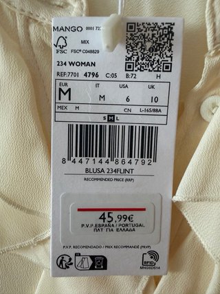 Camisa Mango Beige Talla M