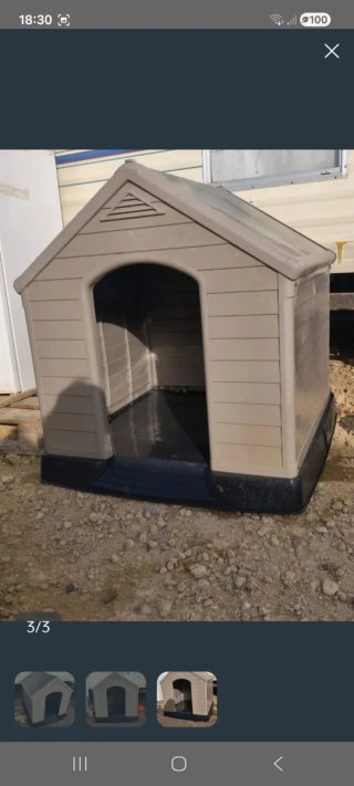 Caseta para perro de plástico color beige
