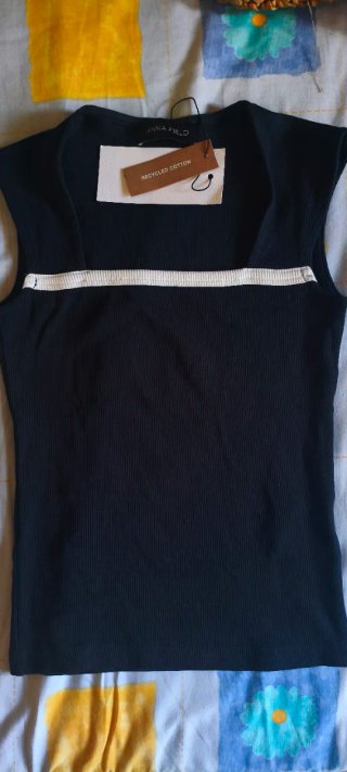 Camiseta canalé Anna Field negra