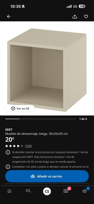 IKEA EKET 35x35x35 Beige Nuevo