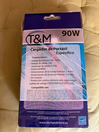 Cargador Portátil T&M 90W 19V-4.7A