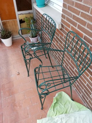 2 Sillas Hierro Forjado Jardín Verdes