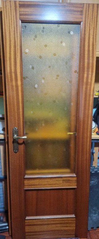 Puerta madera con cristal 203x72cm