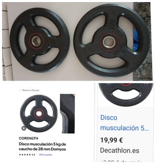 Discos de caucho 5 kg Decathlon (2 unidades)
