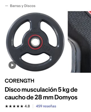Discos de caucho 5 kg Decathlon (2 unidades)