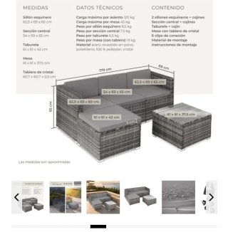 Precioso conjunto de sofá de ratán para exterior