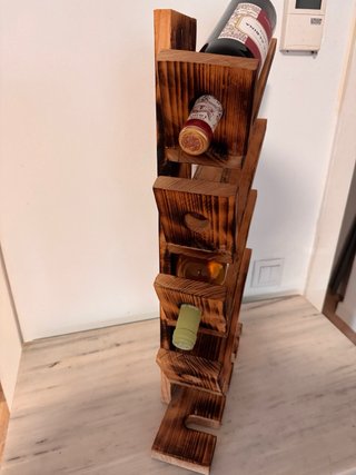 Botelleros Artesanal Vino y Copas Madera Rústica