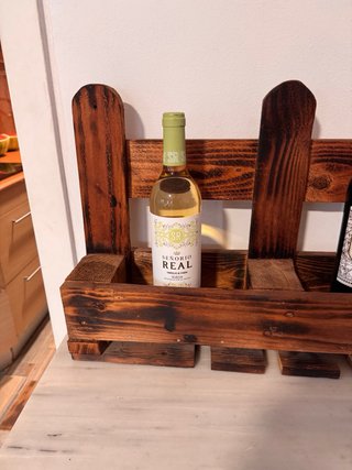 Botelleros Artesanal Vino y Copas Madera Rústica