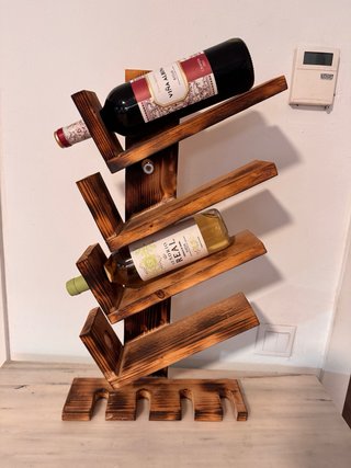Botelleros Artesanal Vino y Copas Madera Rústica