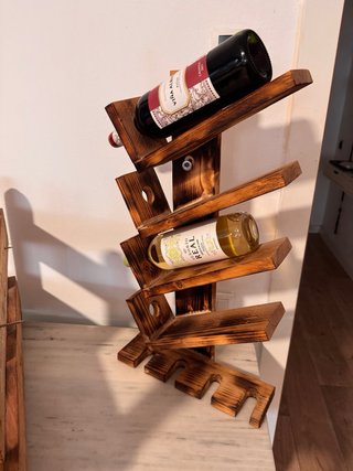 Botelleros Artesanal Vino y Copas Madera Rústica