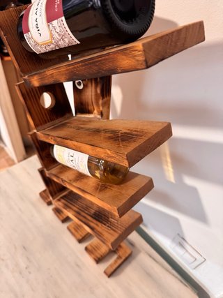 Botelleros Artesanal Vino y Copas Madera Rústica
