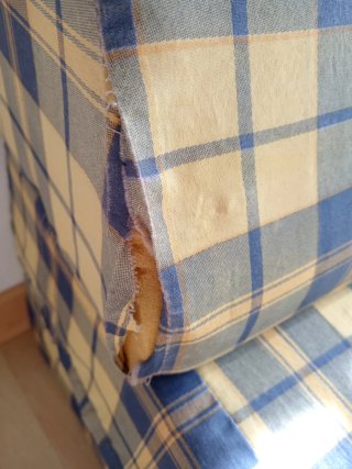 Sillón cama a cuadros