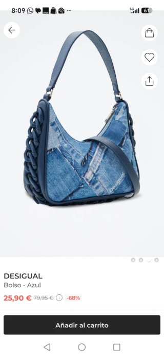 Bolso Desigual Denim Patchwork Azul