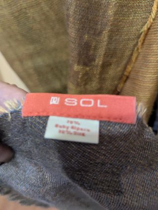 Fular Seda y Alpaca Azul y Marrón