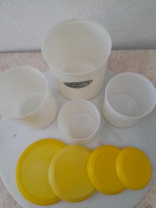 4 Botes de cocina vintage amarillos