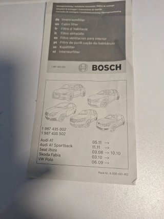 Filtro de habitáculo Bosch R 5502