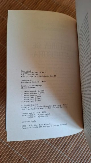 HISTORIA DE LA FILOSOFÍA. TOMOS I AL VIII
